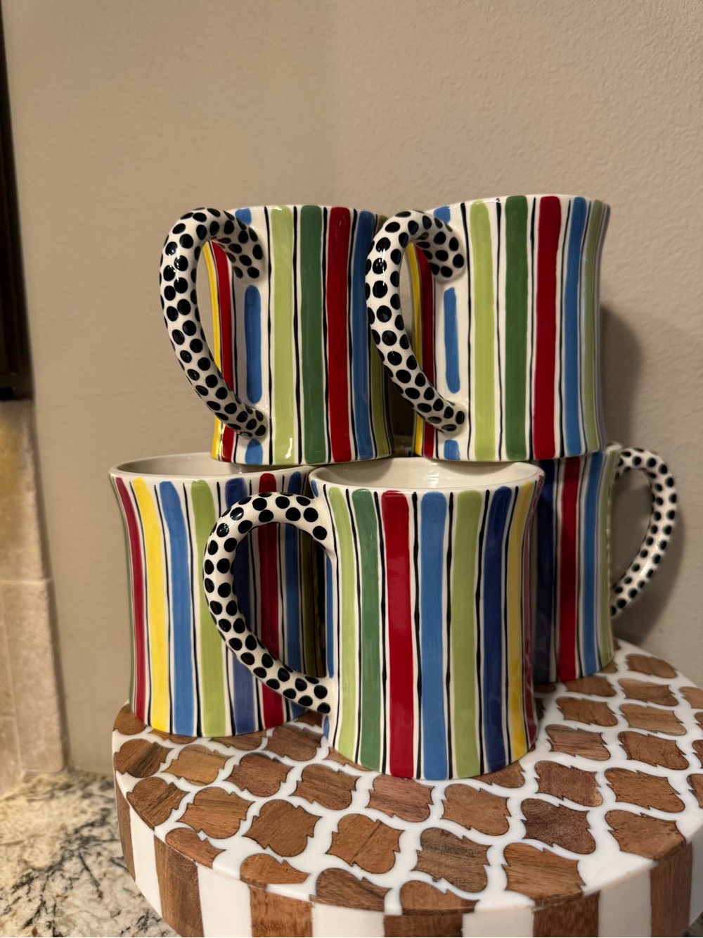M. Bagwell brand Colorful Striped Ceramic Coffee Mug - Multicolor - Set of 6